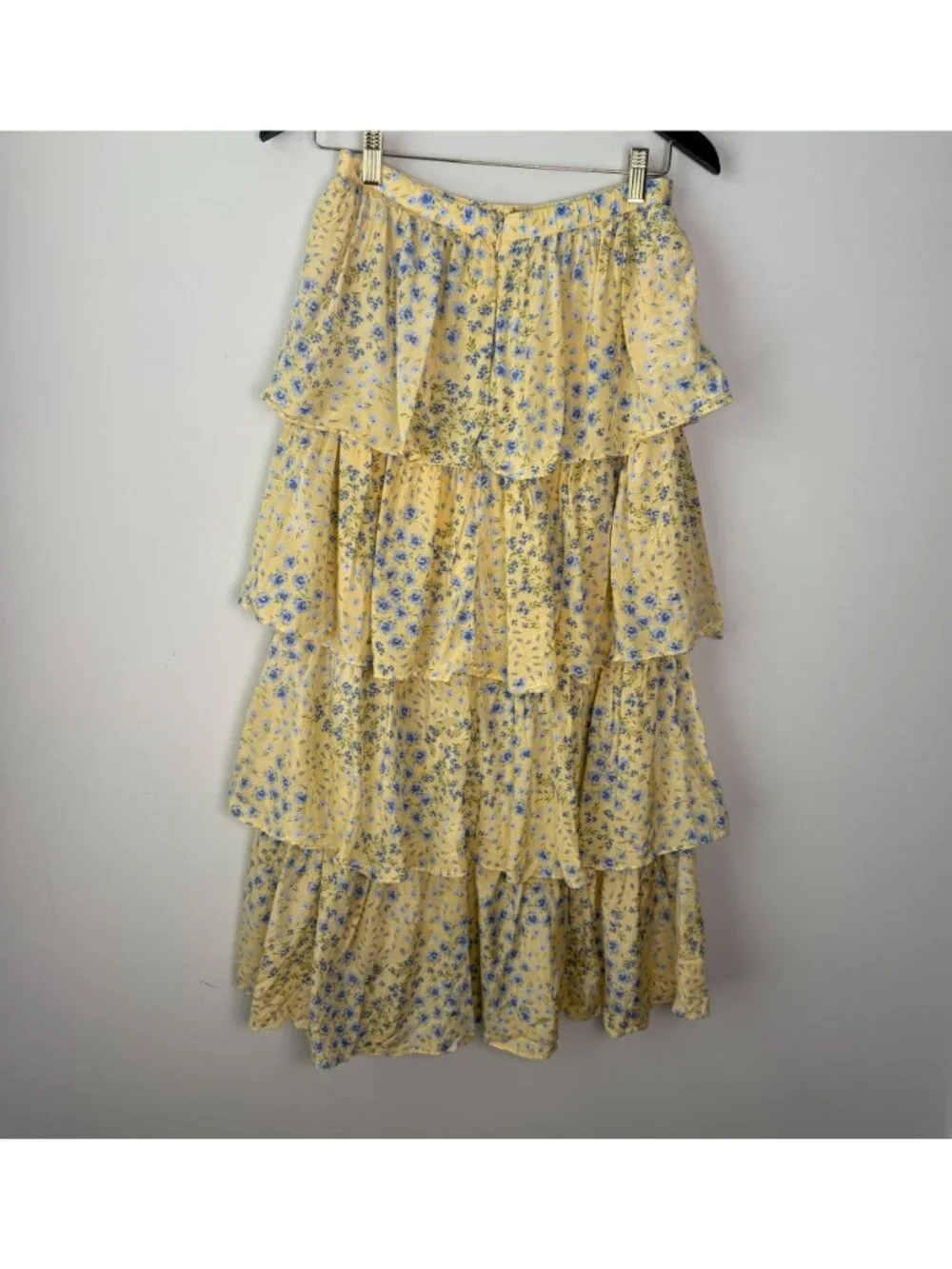 Abercrombie & Fitch Drama Tiered Maxi Skirt Yellow Floral S Coquette Feminine - Picture 8 of 10